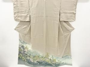 リサイクル　作家物　手描き友禅寺塔風景模様一つ紋色留袖